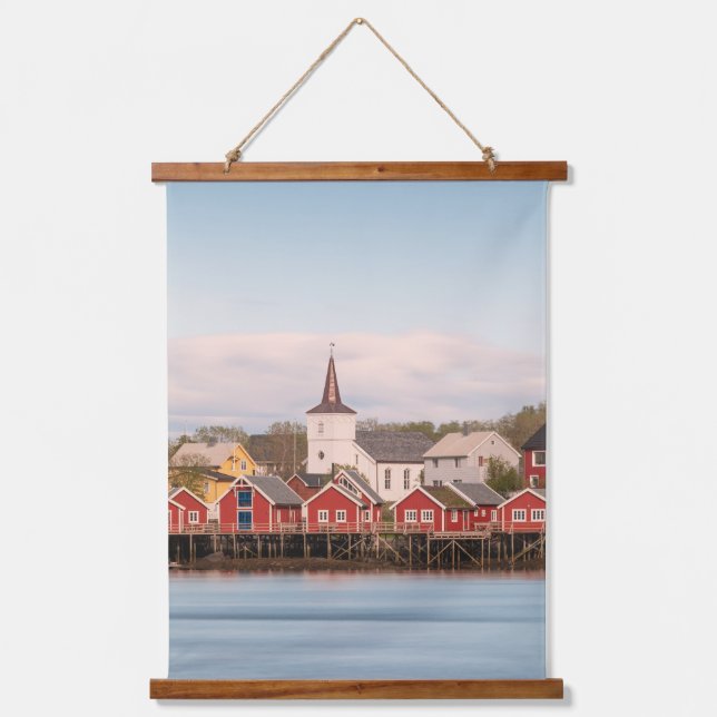 Reine Lofoten Norwegen Wandteppich Mit Holzrahmen (Vorderseite)