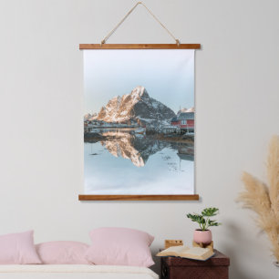 Reine Lofoten Wandteppich Mit Holzrahmen