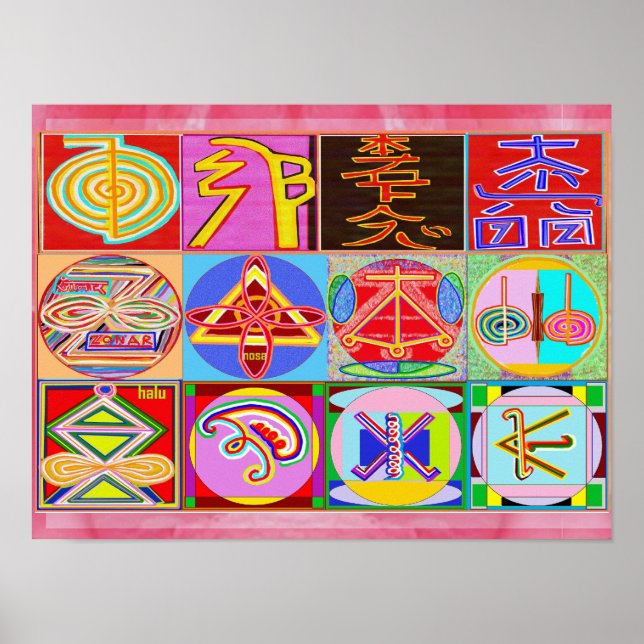 Reine REIKI Heilung Kunst - 12 Symbole Poster (Vorne)