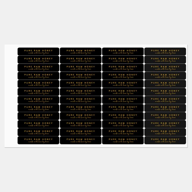 REINE ROHHONIE MIT LIEBE DURCH BIES SCHWARZKENETIK ETIKETTEN (Blatt)