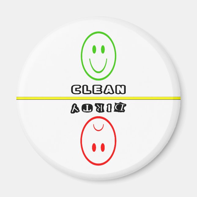 Reine/schmutzige Geschirr, gefroren/Smiley Magnet (Vorne)