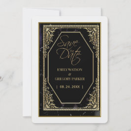 Reine schwarze und goldene Eleganz Save The Date