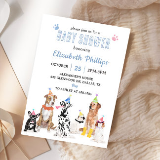 Reine Welpe Elegantes Niedliches Baby Dusche Party Einladung