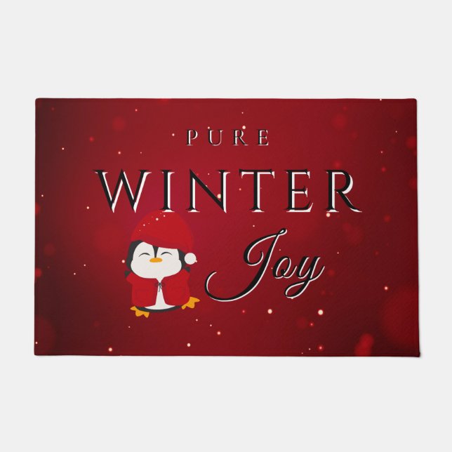 Reine Winterfreude mit Pinguin Fußmatte (Vorderseite)