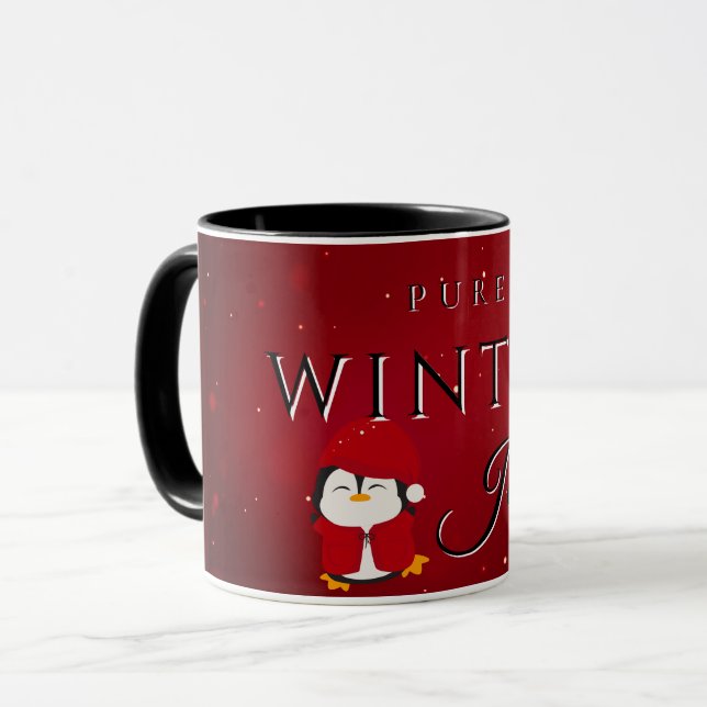 Reine Winterfreude mit Pinguin Tasse (Vorderseite Links)
