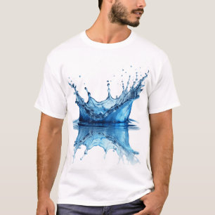 Reiner Blauer Wasserspritzereffekt T-Shirt