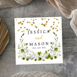 Reiner eleganter Botanischer Hochzeitscocktail Nap Serviette