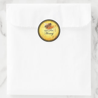 🍯 Reiner Goldener Honig – Biene & Honigwabe Premi Runder Aufkleber