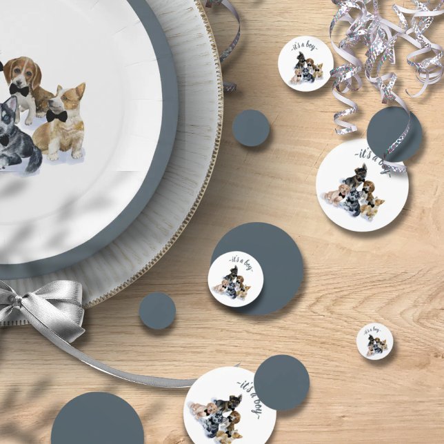 Reiner Welpe | Schwarze Krawatte Elegante Niedlich Konfetti (Pure Puppy | Black Tie Elegant Cute Baby Shower Confetti)