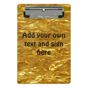 REINES GOLD-FOLIENDESIGN + Ihr Text / Ihre Ideen Mini Klemmbrett