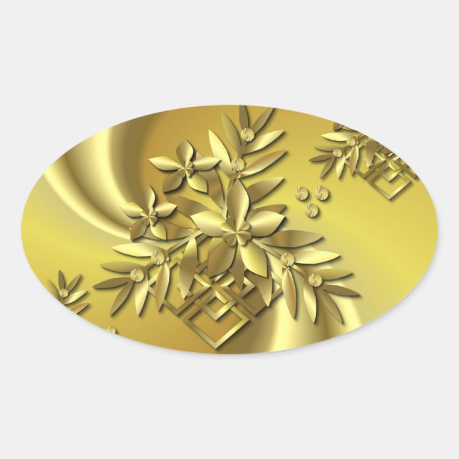Reines Gold Ovaler Aufkleber (Vorderseite)