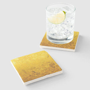 REINES GOLDmuster/Goldblatt + Ihr Text/Bild Steinuntersetzer