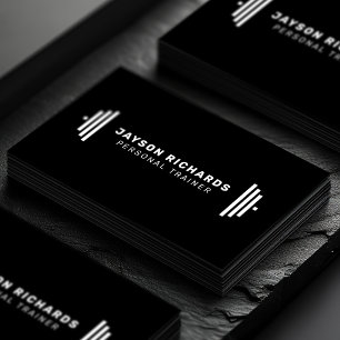 Reines Schwarz Fettes Barbell Personal Trainer Ein Visitenkarte