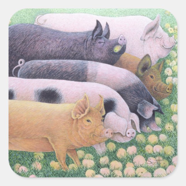 Reines Vergnügen Quadratischer Aufkleber (Vorderseite)