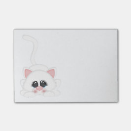 Reines weißes Miezekatze-Katzen-Spielen Post-it Klebezettel