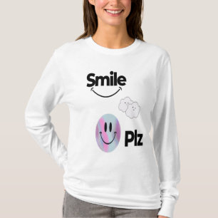 Reines weißes T-Shirt mit Niedlichem Emoji-Gesicht