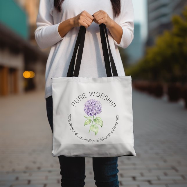 Reines Worship Tote Tasche mit Hydrangeas (Von Creator hochgeladen)