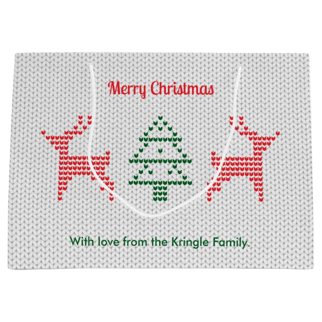 Reinhirsche Weihnachten Ugly Sweater Texture Große Geschenktüte (Vorderseite)