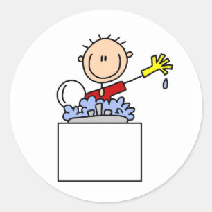 Reinigen des Aufklebers für Geschirr Runder Aufkleber