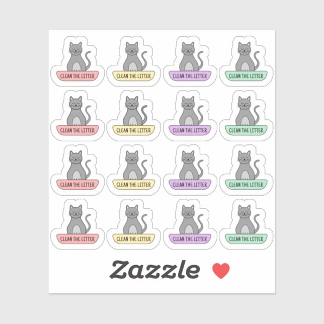 Reinigen Sie die Erinnerung der Katzenpflegelchen. Aufkleber (Blatt)