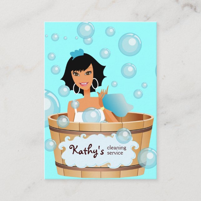 Reinigung der Bucketblasen der Visitenkarte Blau (Vorderseite)