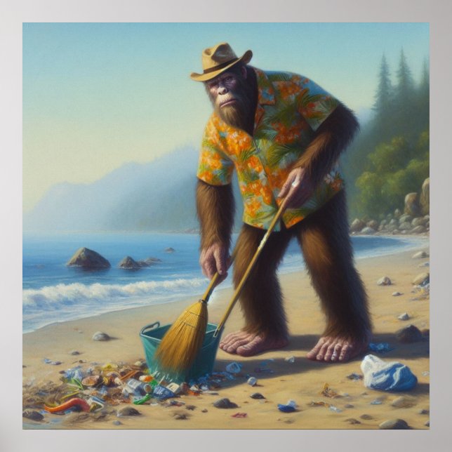 Reinigung des Strandes Poster (Vorne)