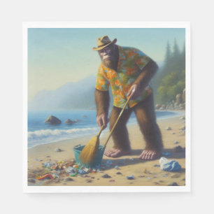 Reinigung des Strandes Serviette