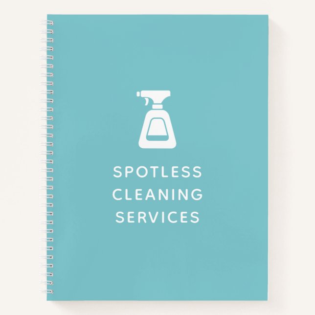 Reinigung Firma Spray Flasche Aqua Blue Notizbuch (Vorderseite)