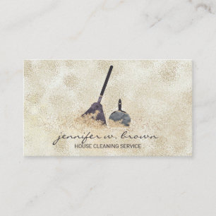 Reinigung Gold Sparkle Dienstmädchen Lady Beige Visitenkarte