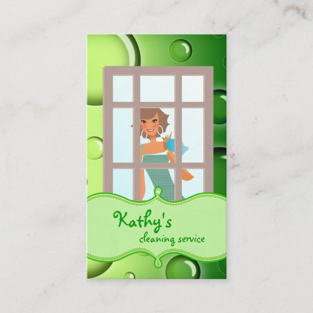 Reinigung grüner Blasen der Visitenkarte (Vorderseite)