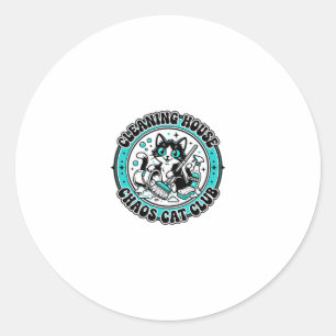 Reinigung Haus Chaos Katze Katzenliebhaber Shirt K Runder Aufkleber