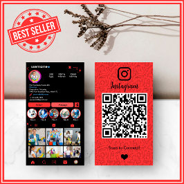 Reinigung Instagram Red Housekeeping Maid QR Code Visitenkarte