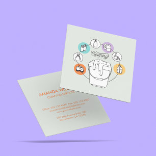 Reinigung & Janitorial Housekeeping Haushaltshilfe Quadratische Visitenkarte