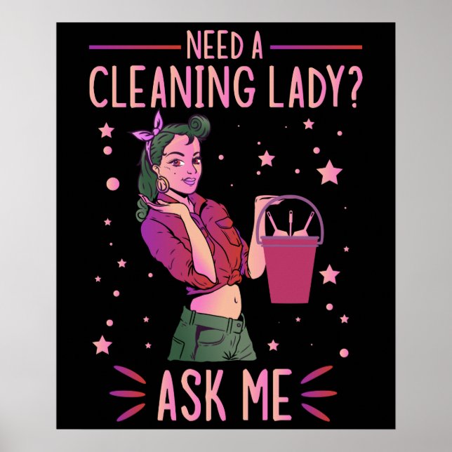 Reinigung Lady Housekeeper Housekeeping Cleaner Gr Poster (Vorne)