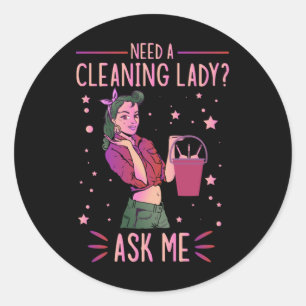 Reinigung Lady Housekeeper Housekeeping Cleaner Gr Runder Aufkleber