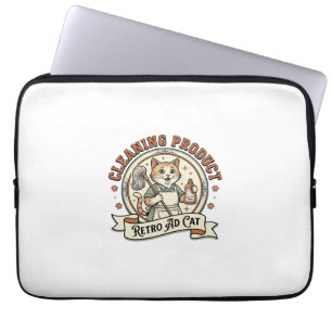 Reinigung Produkt Retro Werbung Katze Reinigung Pr Laptopschutzhülle