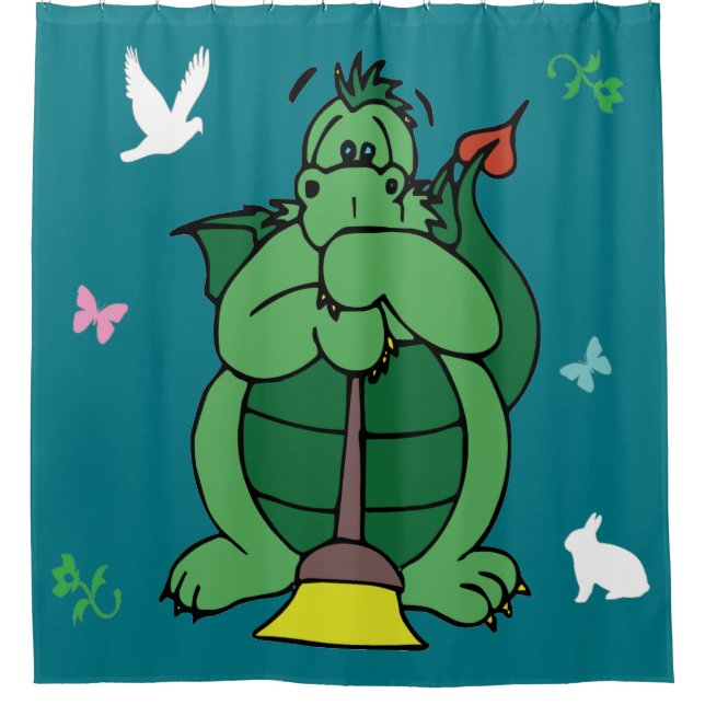 Reinigung von Drachen mit Blick über das Bad Duschvorhang (Vorderseite)