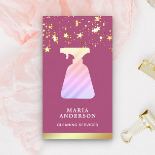 Reinigung von goldfarbenen Flaschen mit rosa Farbe Visitenkarte