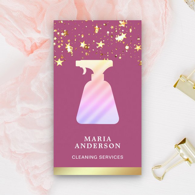 Reinigung von goldfarbenen Flaschen mit rosa Farbe Visitenkarte (Von Creator hochgeladen)