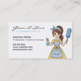 Reinigung von Visitenkarten - Brünetter Cartoon Re Visitenkarte