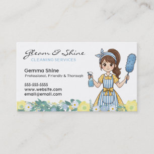 Reinigung von Visitenkarten - Cartoon für Blumenbe Visitenkarte