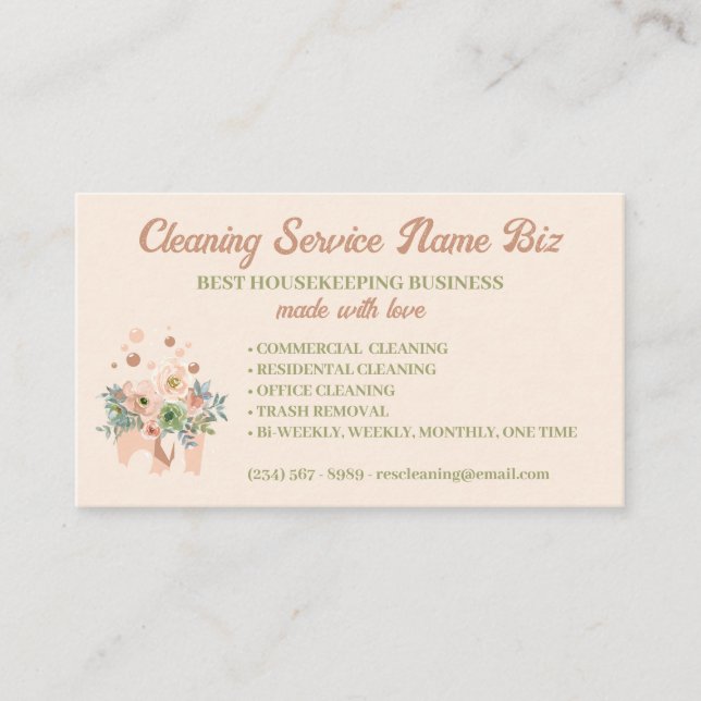 Reinigungs-Service Blush Bloral Janitorial Visitenkarte (Vorderseite)