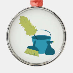 Reinigungs-Versorgungen Silbernes Ornament