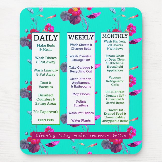 Reinigungs-Zeitplan-u. Bestätigungs-weibliches Mousepad (Vorne)