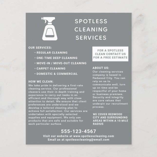 Reinigungsanstalt Spray Flasche Grau Flyer (Vorne)