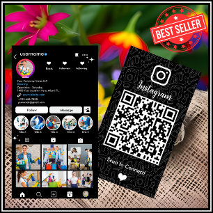 Reinigungscode Instagram Black Housekeeping QR Cod Visitenkarte