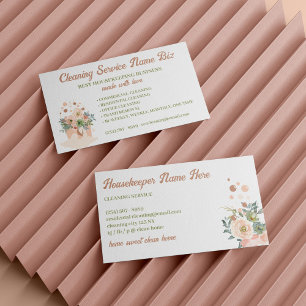 Reinigungsdienst Blush Pink Floral Hausmeisterdien Visitenkarte