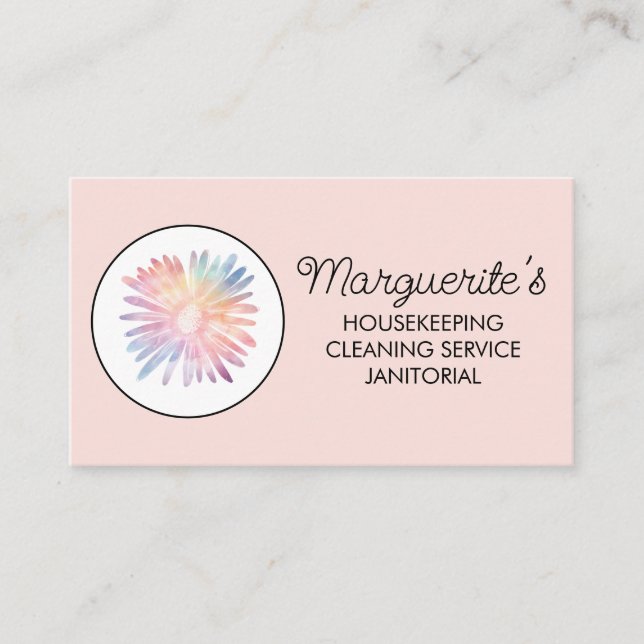 Reinigungsdienst im Haus Daisy Logo Soziale Symbol Visitenkarte (Vorderseite)
