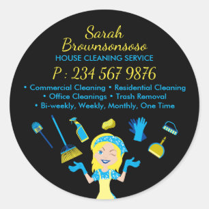 Reinigungsdienst Janitorial Maid Worker Business Runder Aufkleber