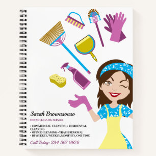 Reinigungsdienst Lady Janitorial Niedlicher Cartoo Notizbuch